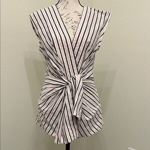 Bailey/44 Anthropologie Striped V-Neck Tie-Waist Blouse